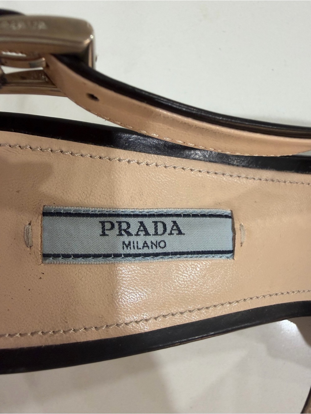 Prada Blue and White Striped Slingback Bow Mules - Picture 3 of 4